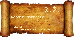 Kender Norberta névjegykártya